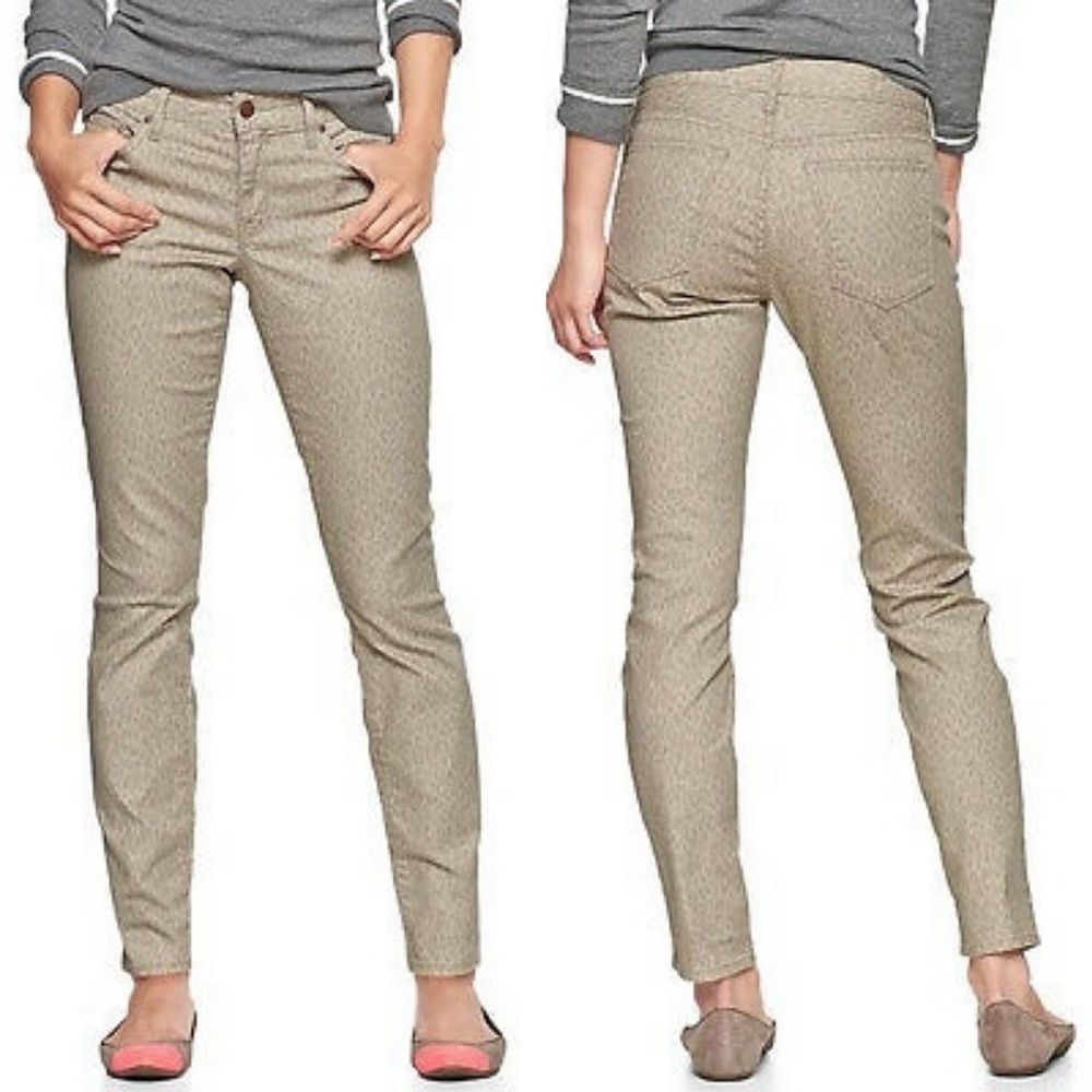 GAP Always Skinny Beige Leopard Print Jeans—SZ. 26R